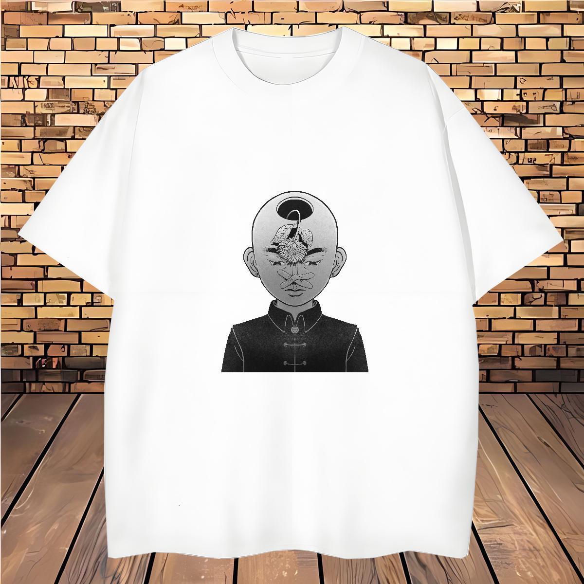 Popular portrait T Shirt For Man Sports Casual Mens Tshirts 230g Pure Cotton Stylist O Neck Short Sleeves Floral Print Wear