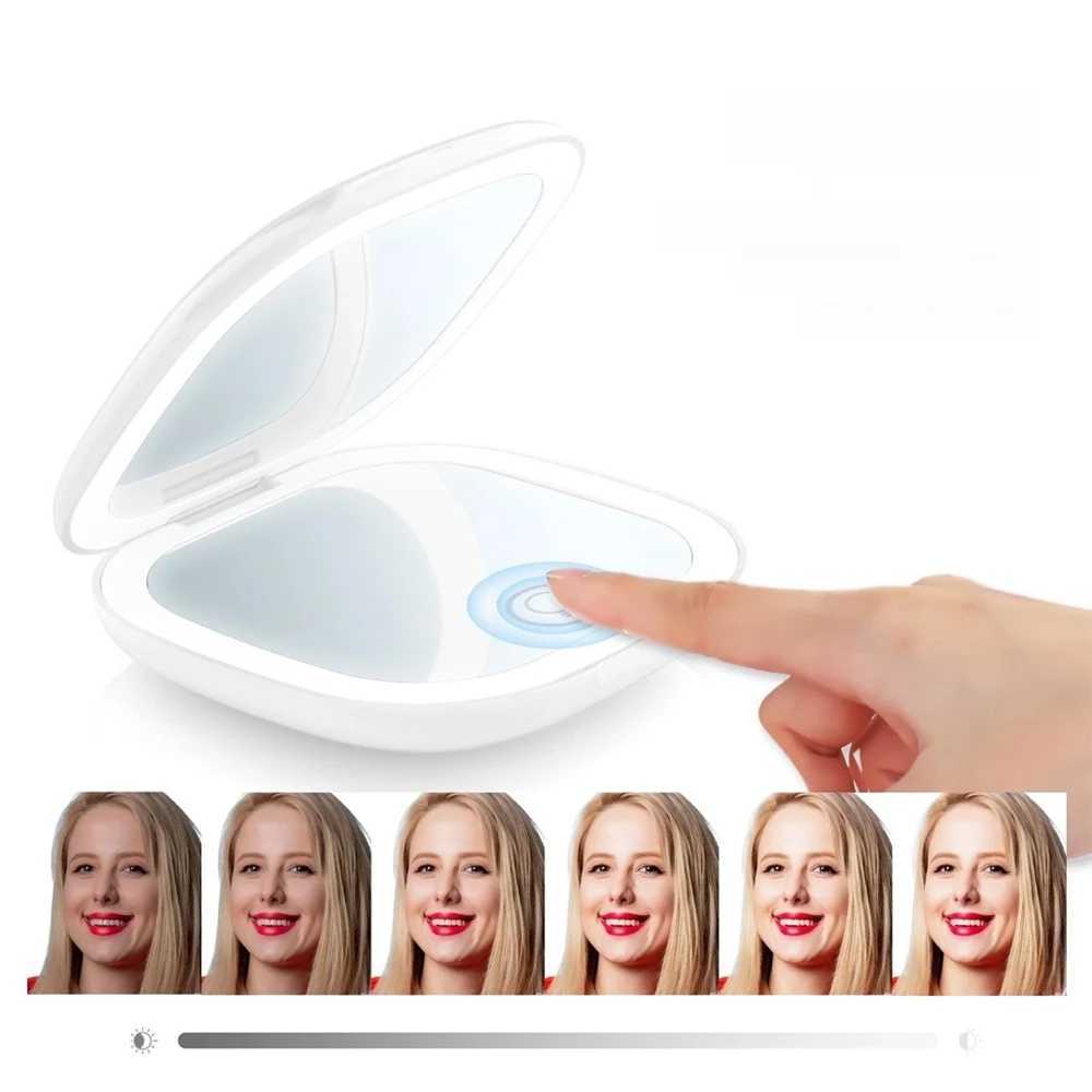 Compact LED makeup mirror with light 1X/3X magnifying pocket portable travel folding makeup mirror womens makeup mirror gift W240813