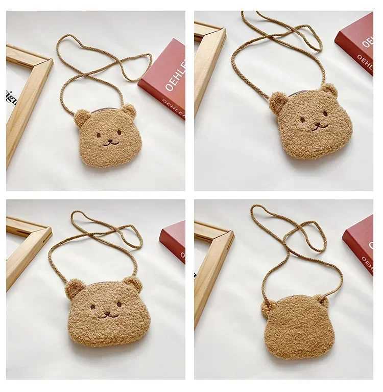 New cute cartoon animal plush cross body bag childrens coin wallet shoulder bag girls toy bag childrens fashion bag birthday gift W240813