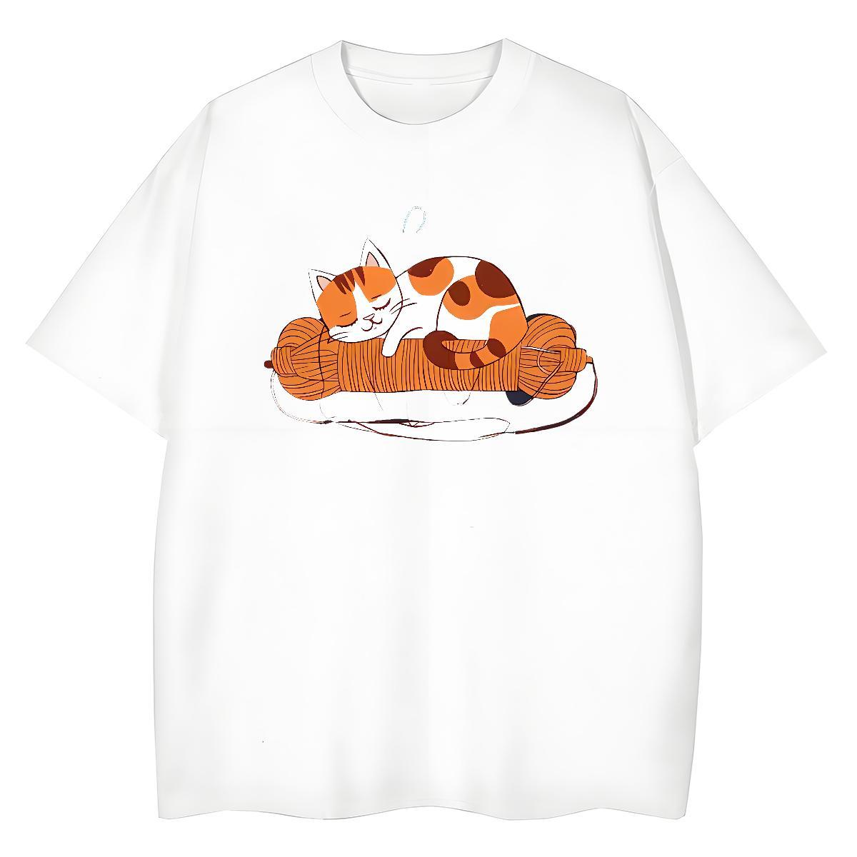 Unisex Men T Shirts cat Pure Cotton Spring Summer Oversized 100% Cotton 230g Men Tees Free Shipping Tops Shirt