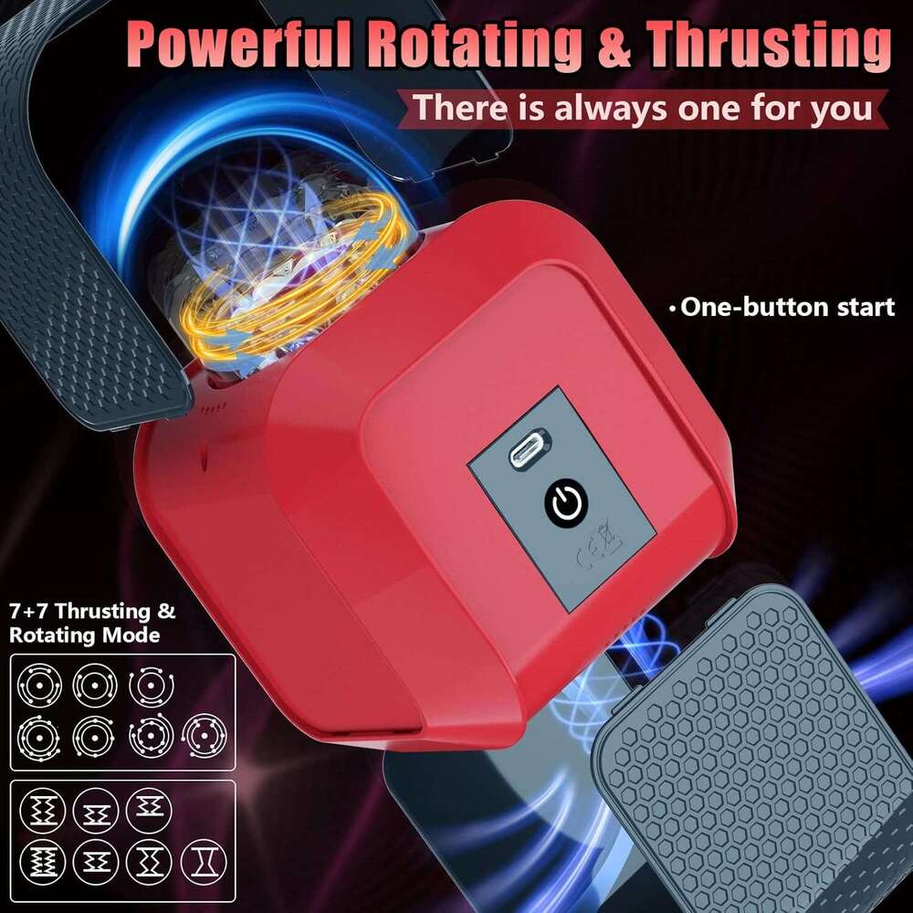 Hidden design for male sex toys, Anaranja male device with 7 thrust and rotation modes, dual open end sex machine, Tesseract shaped adult hands-free d
