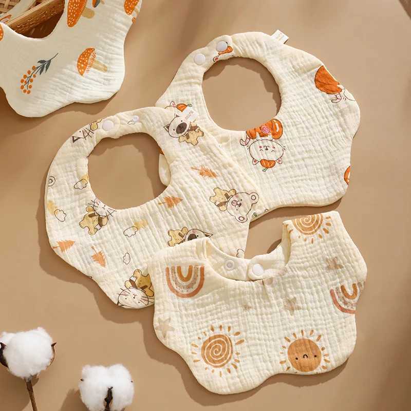 Bibs Burp Cloths Cotton Gauze Baby Feeding Bibs Summer Soft Petal Infants Print Saliva Towel Newborn Kids Burp Cloth Bibs for Baby Girls BoysL4812