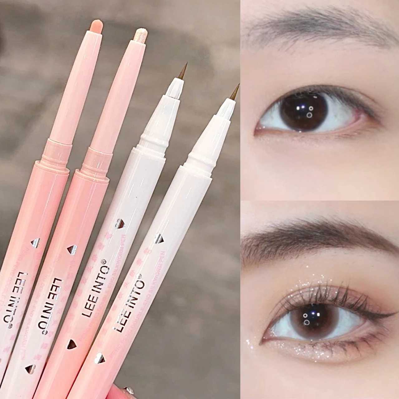 Double-head Silkworm Pen Outline Eyeliner Lip Nose Contouring Gel Matte Natural Eyelid Lower Pen Highlight Brighten Face Makeup Y240813