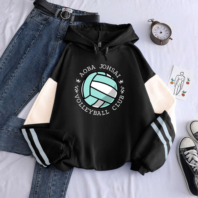 Anime Japanese Haikyuu Men Hoodies Long Sleeve Streetwear Manga Aoba Johsai Volleyball Club Graphics Winter Keep Warm Sweatshirt