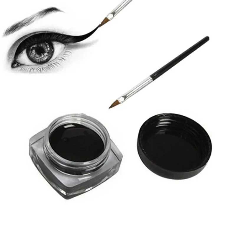 Black Waterproof Eyeliner cream Make Up Beauty Comestics Long-lasting Eye Liner gel Makeup Tools for eyeshadow with brush Y240813