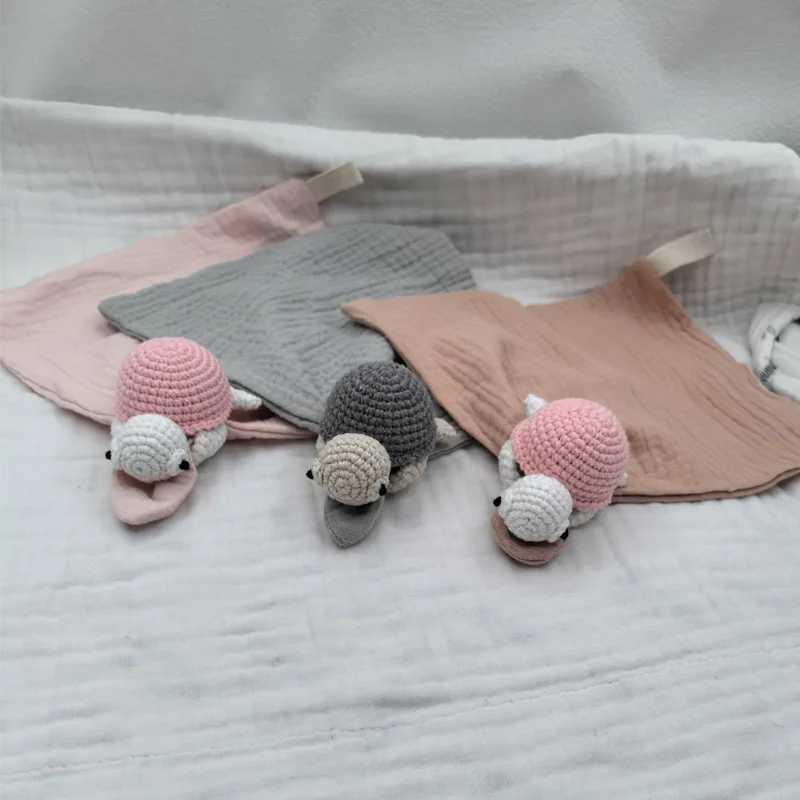 Bibs Burp Cloths Baby Sleeping Toy Soother Towel Bib Animal Sea Turtle Doll Infants Soft Comfort Bib Wooden Teether Ring Baby Security BlanketL4812