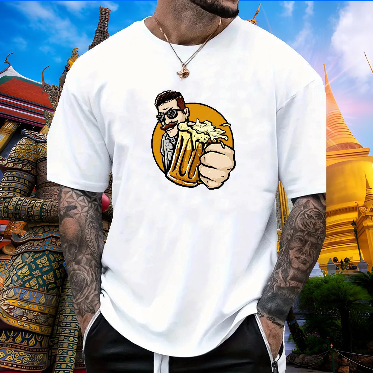 Popular T Shirts Men summer O Neck Short Sleeves Spring Summer Graphic 230g Cotton Men Tshirts Fashion New Wear