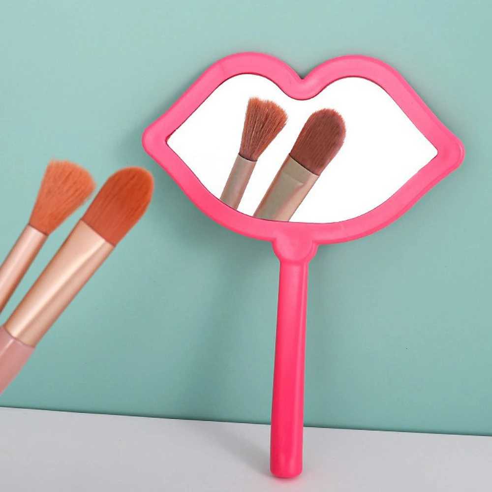 1 lip shaped handheld mirror with eyelashes suitable for compact makeup mirrors in pink/black/white salons W240813