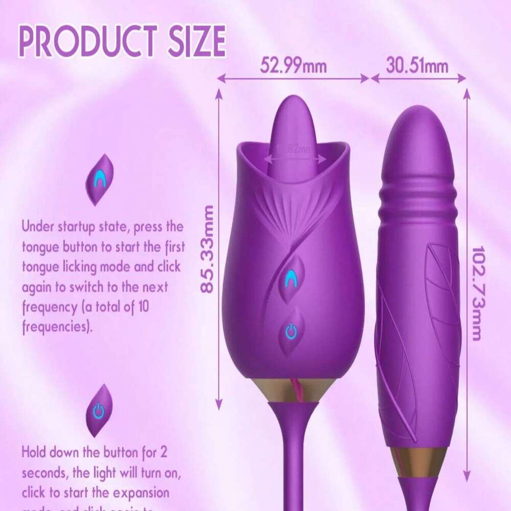 Rose Tongue Licking Thrusting Vibrator for Women G Spot Stimulator Nipple Clit Massager Adult Sex Toys Female Vibrators