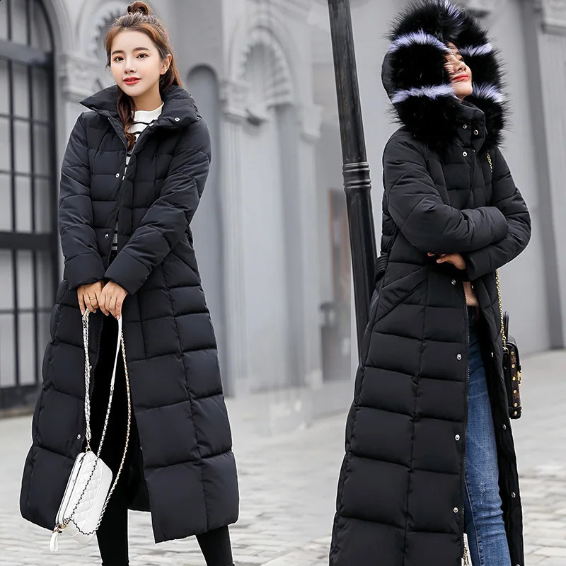 Womens Winter Jacket Long Parkas Winter Wear Korean Fashion Edition Belted Slim Fit Cotton Jacket Padding Warm Windbreak Coat 240813
