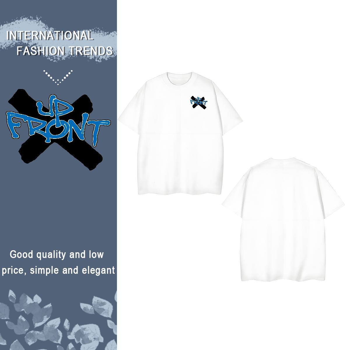 Loose Fit blue T shirt Anime Printing Street Tshirt for Man Woman 230g 100% Cotton Brand Breathable Soft Customized Clothings