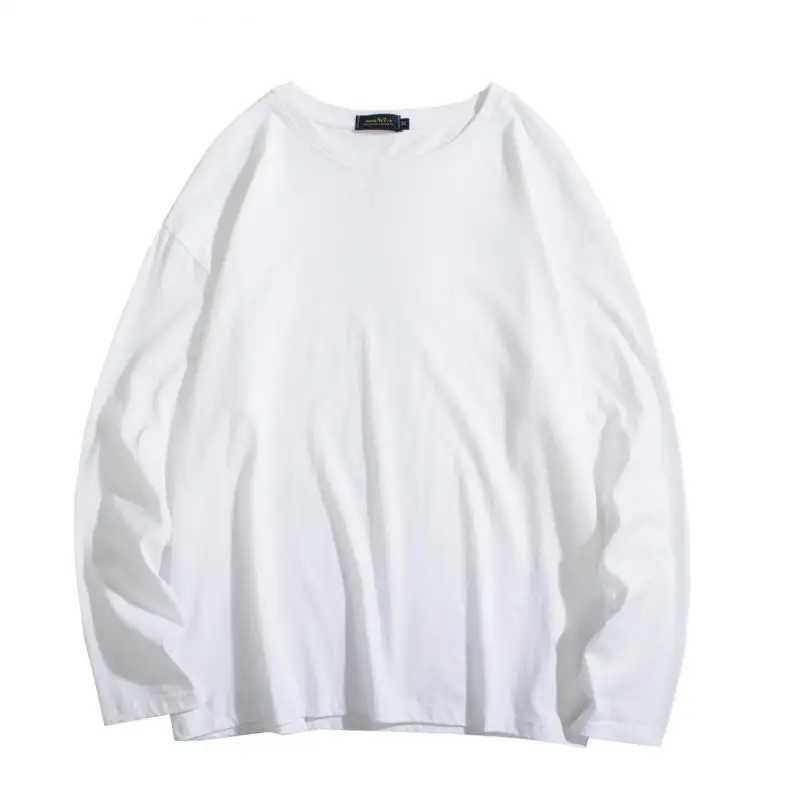 S-3XL Top Mens Blank T-Shirt White Oversized Solid Color T-Shirt Large Size Mens Womens Fashion Long Sleeve Mens T-ShirtM240814