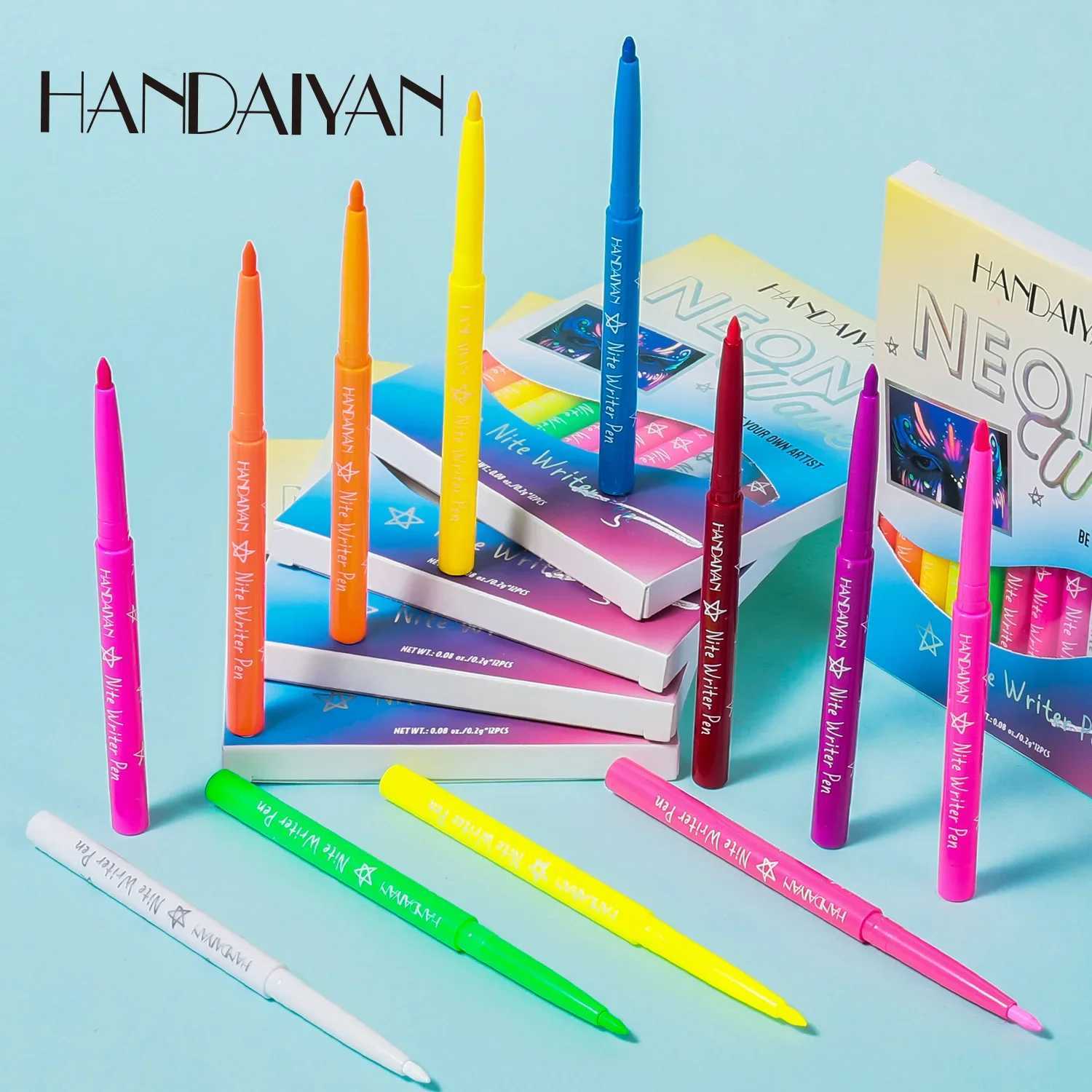 12Pcs/Box UV Waterproof Eyeliner Gel Pencil Set Face Painting Pen Neon Makeup Halloween Pigment Eye Liner Fluorescence In Dark Y240813