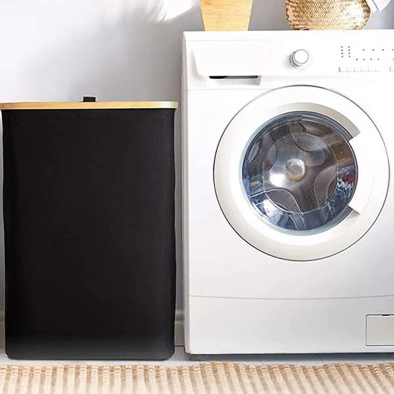 Laundry Bags Basket With Lid Black Removable Bag - Sorter For Bathroom & Bedroom