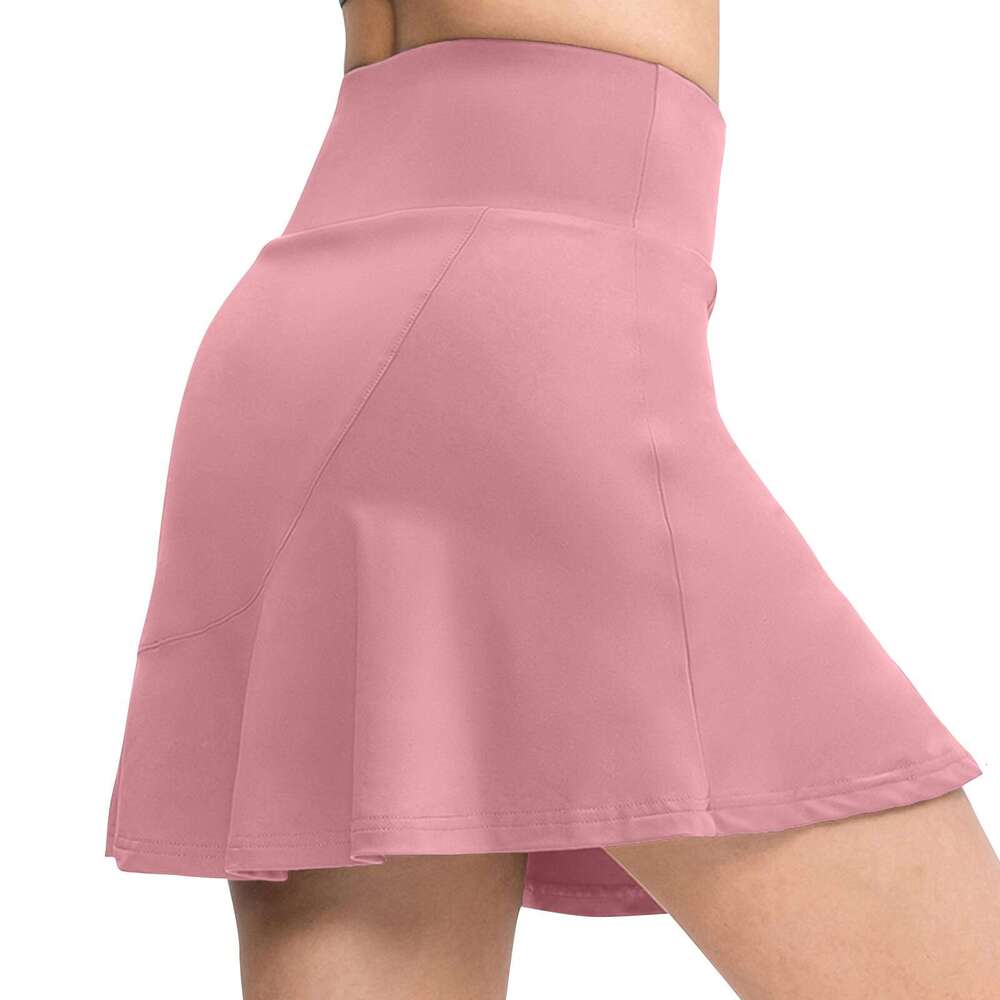 Color Solid Yoga Pants Running Fiess Tennis Pocket Skirt Sports Short Skirt, Women'S Summer Vacation ,