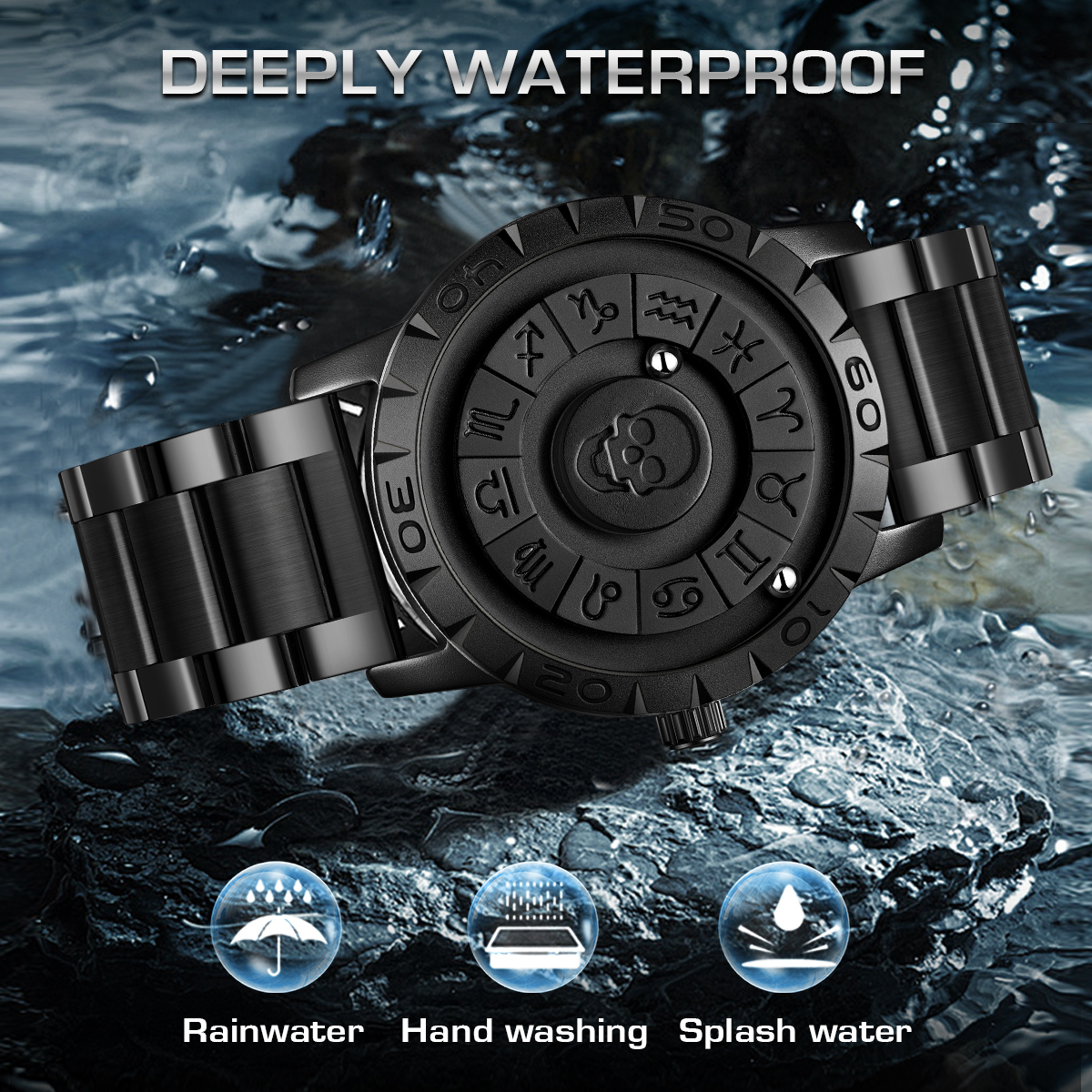 LIGE's new magnetic ball bearing men's precision steel strip watch, creative personalized waterproof sports fashion watch