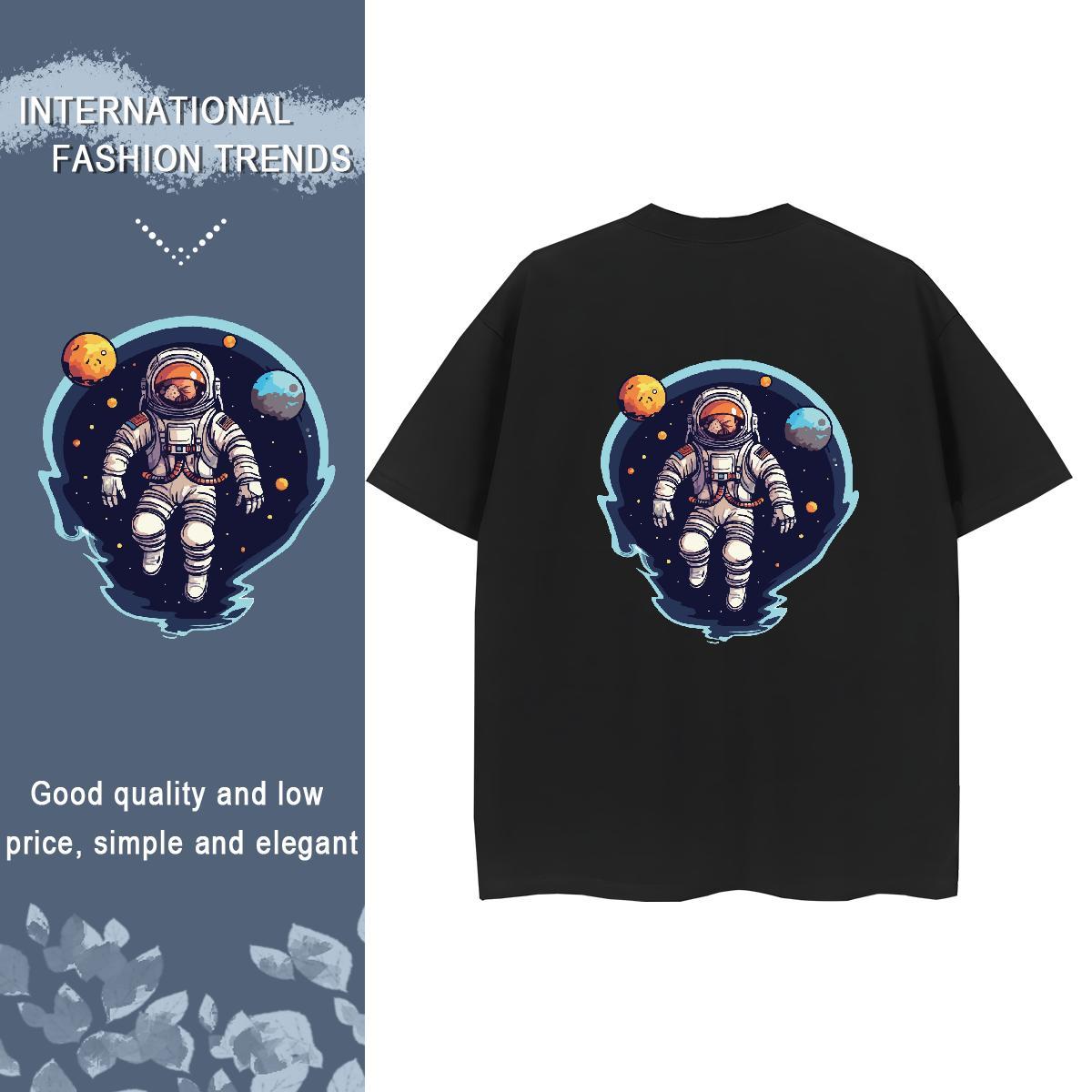 T Shirts Men 230g Cotton cosmonaut Street Casual Breathable Short Sleeve DIY Printed Couples T Shirts Customized Classic Tops Tees