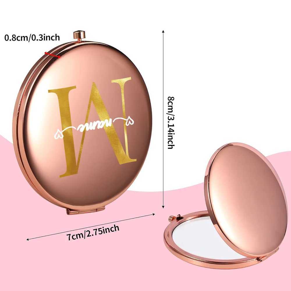 Customized Name Pocket Double sided Makeup Mirror Folding Metal Mirror Portable Handheld Magnifier Outdoor Makeup Tool W240813