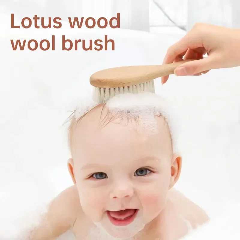 2 pieces of baby care hair brush beech soft wool wooden comb newborn massage comb baby shower and gift baby sleep soothing bed W240813