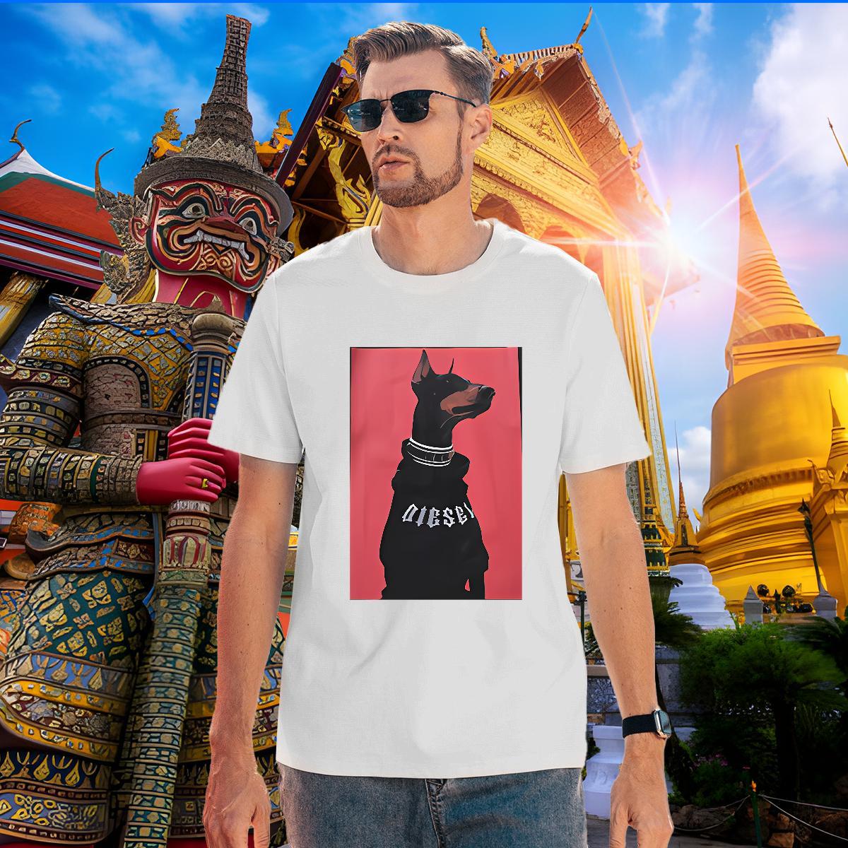 TOP Quality T Shirt For Man dog Round Neck Short Sleeve Daily Wear Oversized 4XL 230g Cotton Men Clothes T-Shirt Custom Tee Shirt
