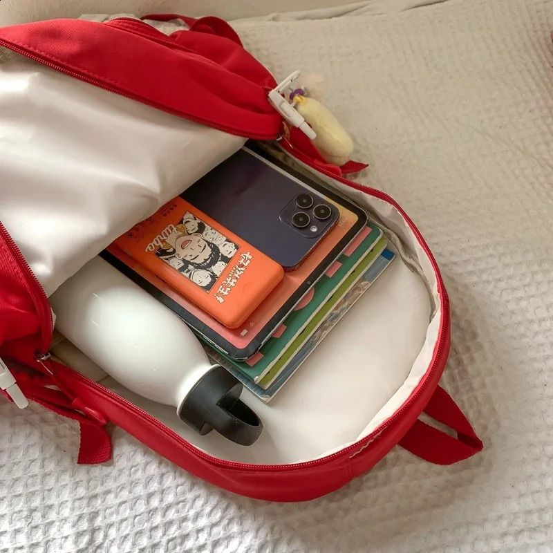 Aesthetic Backpack Cute School Bags with Transparent Pocket Young Women School Backpack Waterproof Book Bag Fashion 240813