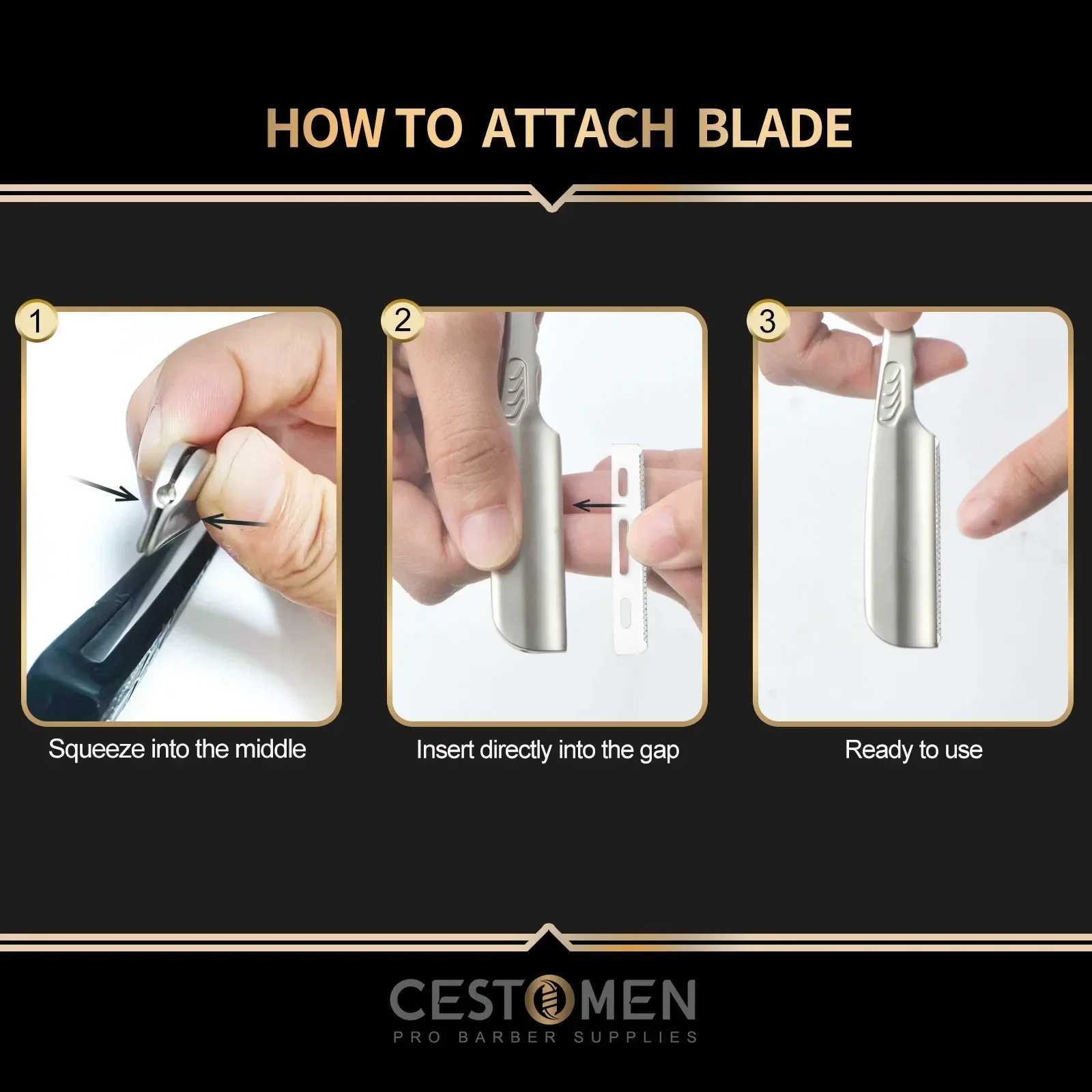 Mens Barber Shaving Razor Stainless Steel Professional Manual Straight Edge Folding Razors Knife Holder For Hairdressing ToolsM240814