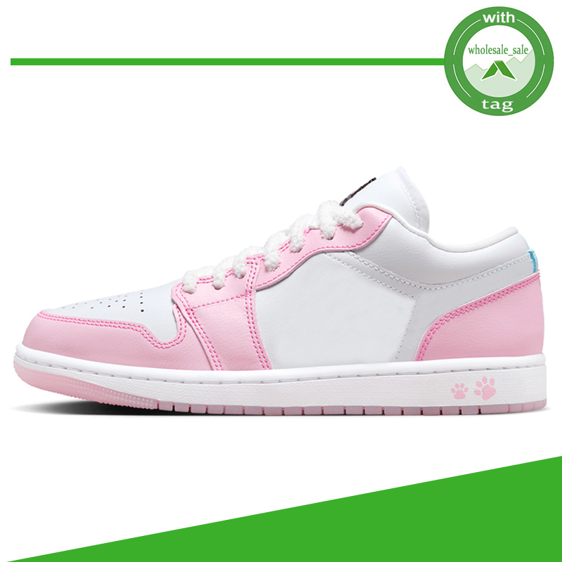 Basketball Shoes Pink White Women Mens Sneakers With Paw Print Running Shoes Size US 5.5-12 Eur 36-46