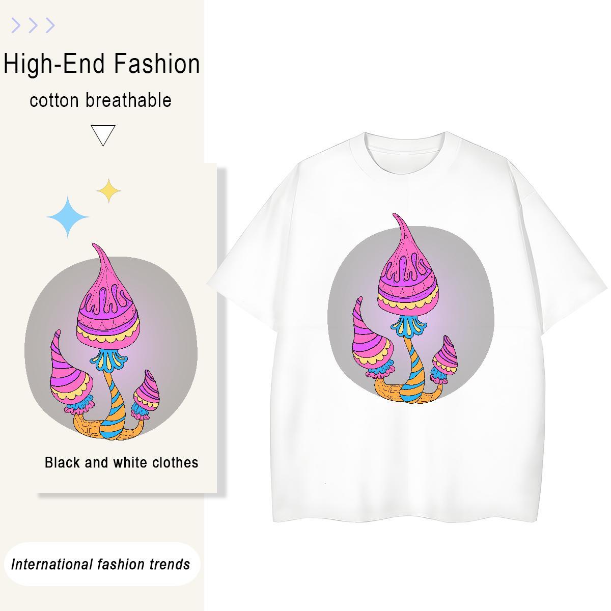 Brand Men Clothes T-Shirt Hip Hop Street 230g 100% Cotton Anime Breathable Crew Neck mushroom T Shirt For Man Designer Tee Shirt