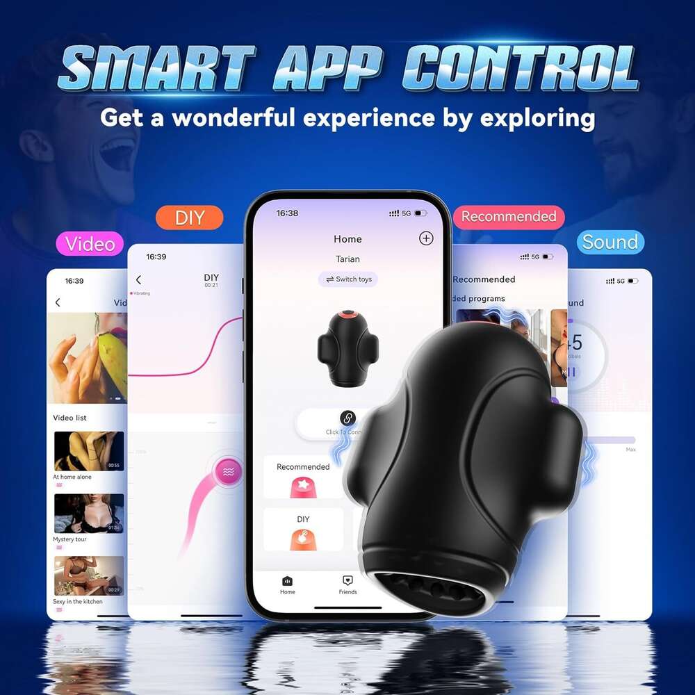 Vibiul Male Sex Toy -4-in-1 Male vibrator with 10 vibrations and 3 motors, male massager with app control, 360 ° wrapped adult sex toy for training an