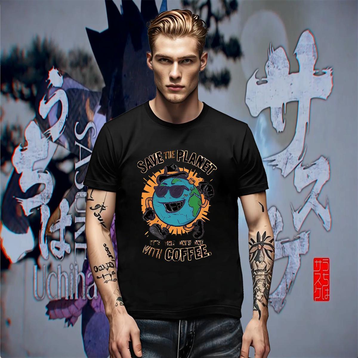 Comfortable Men Clothes T-Shirt Spring Summer 230g 100% Cotton Customized Print Short Sleeve Soft the earth T shirt Stylist Tees Shirts