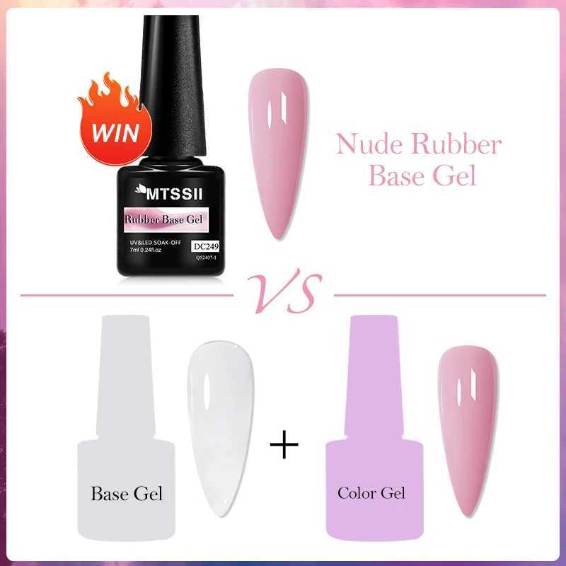 Mtssii 7ml Natural Nude Rubber Base Gel Nail Polish Milky Pink White Glitter Semi Permanent Soak Off UV LED Nails Gel VarnishM240814
