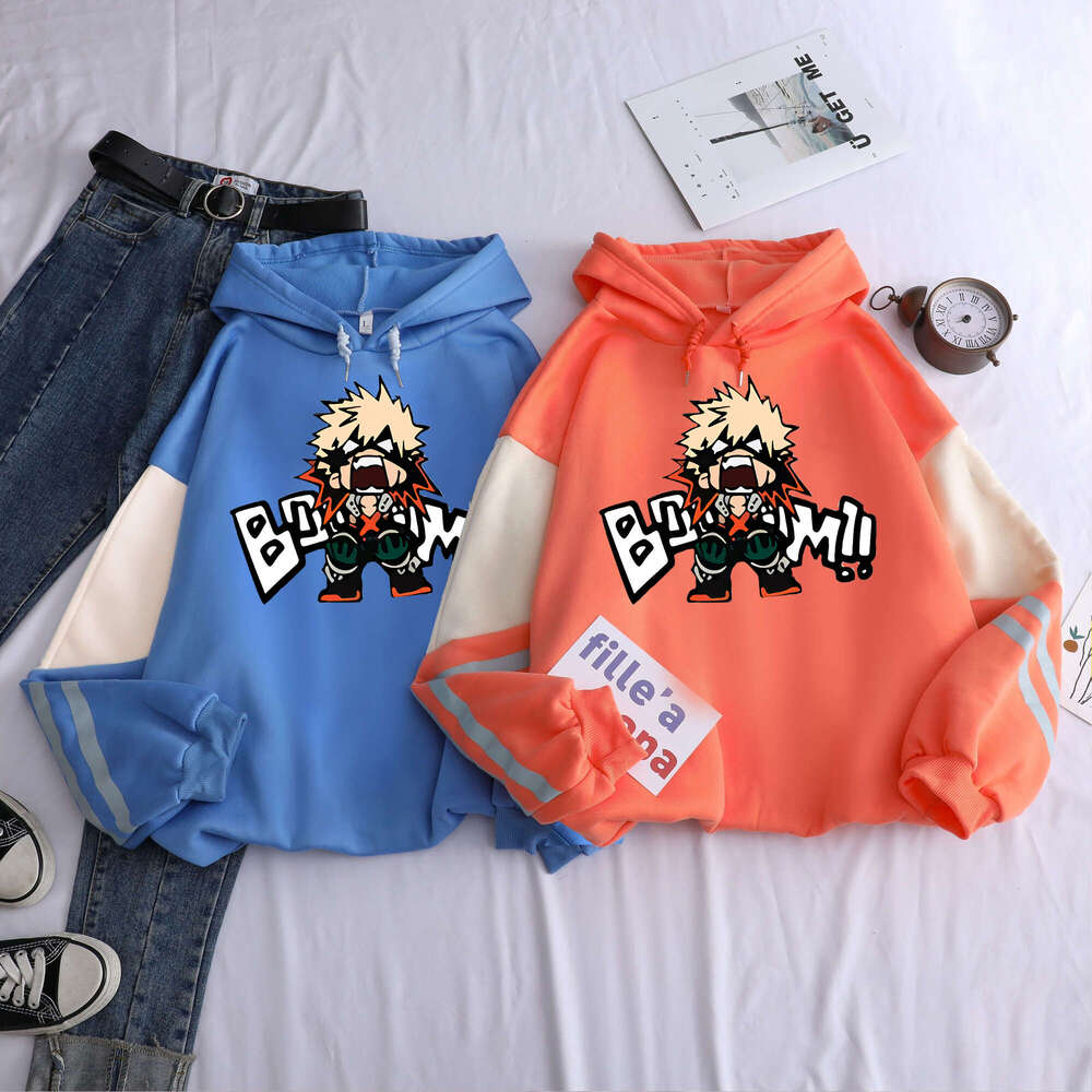 My Anime Hero Academia Kawaii Bakugo Katsuki Manga Hoodies Men Plus Size Patchwork Clothes Fleece Warm Winter Hooded Sweatshirt