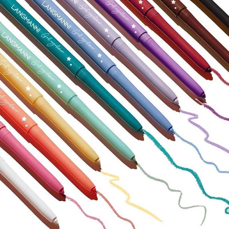 Langmanni 12 color eyeliner pencil set stain free matte eyeliner pencil set rotatable Y240813
