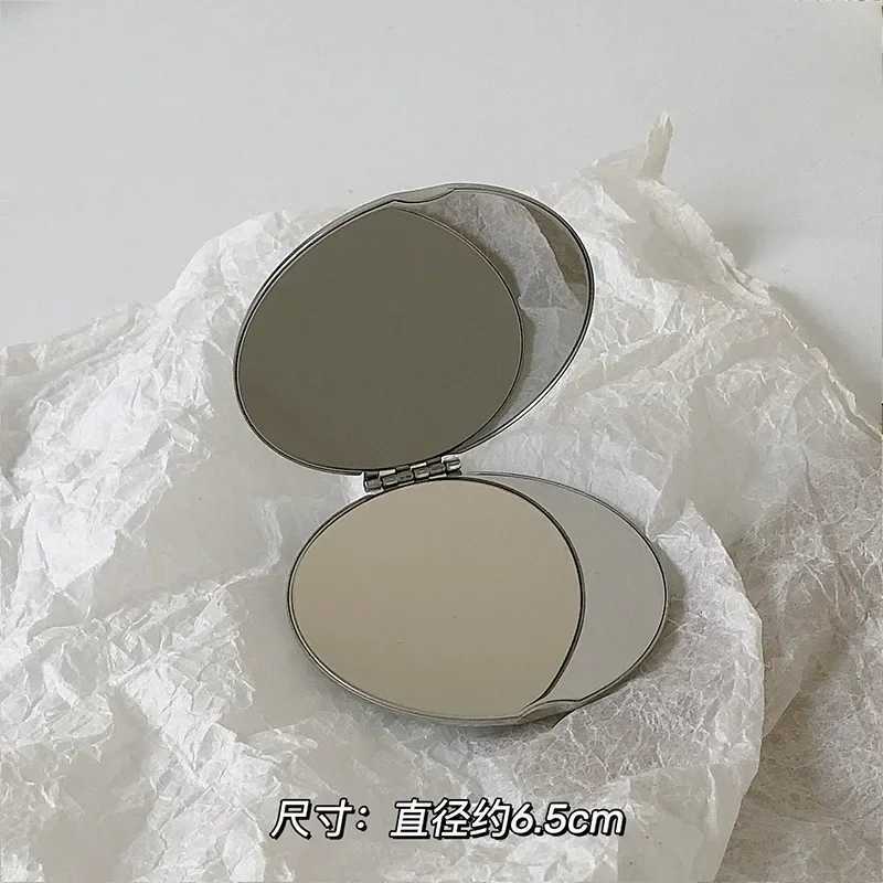 Ins Portable Simple Stainless Steel Double sided Makeup Mirror Handheld Pocket Folding Makeup Mirror Beauty Accessories W240813
