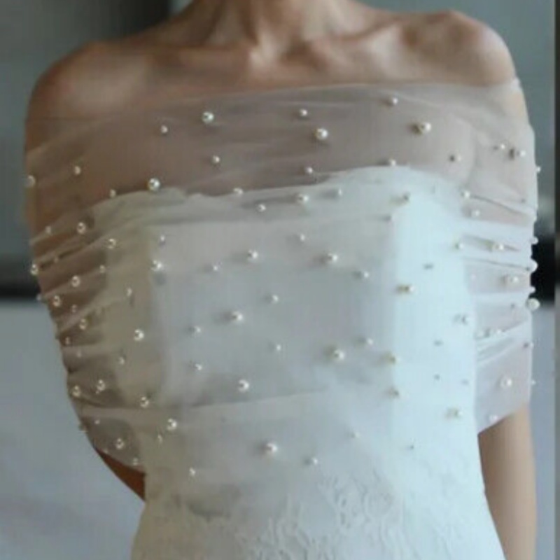 Exquisite Sleeveless Wrap Jacket Pearls Bride Jackets For Strapless Bridal Dress Wedding Accessories Custom Made