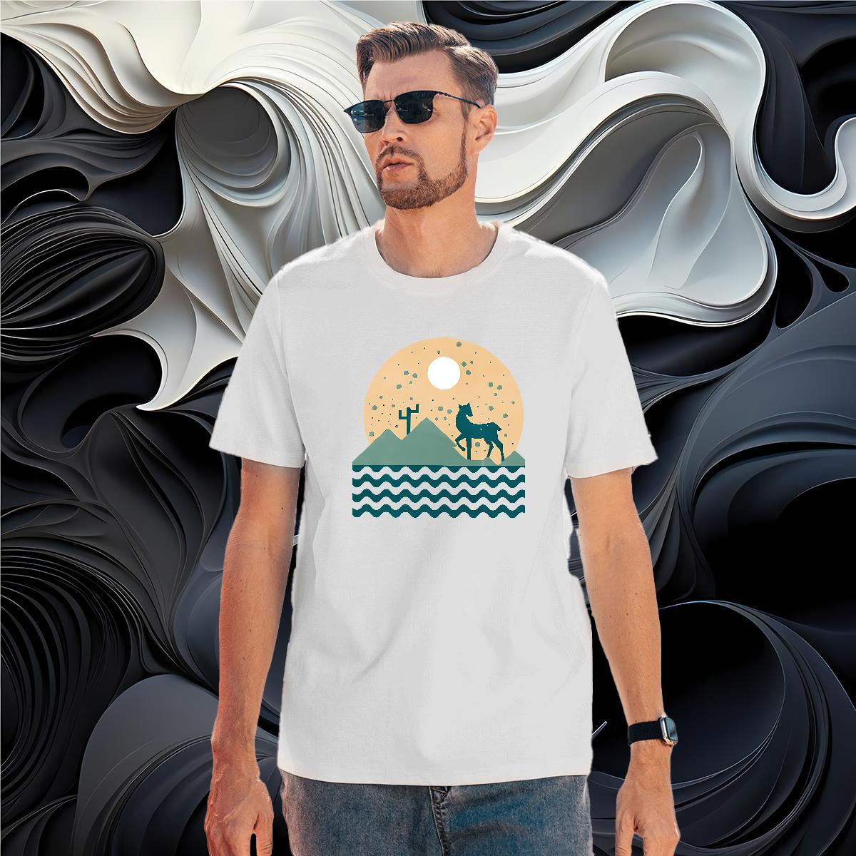 Brand Man T Shirts Deer Short Sleeve Soft Casual Daily Wear Cartoon Print 100% Cotton 230g Couples T Shirts Free Shipping Tees