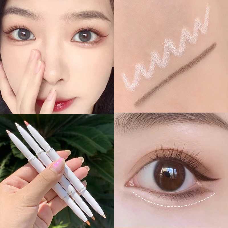 Double head Silkworm Eyeshadow Pen Lasting Waterproof and Not Blooming Shiny Pearlescent Eyeliner Gel Pen Eye Shadow Stick Y240813