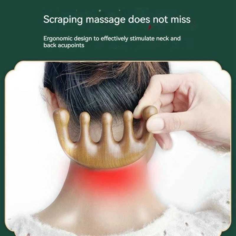 Meridian massage comb with five teeth and no handle Chinese acne hair comb blood circulation sandalwood scalp Meridian comb W240813