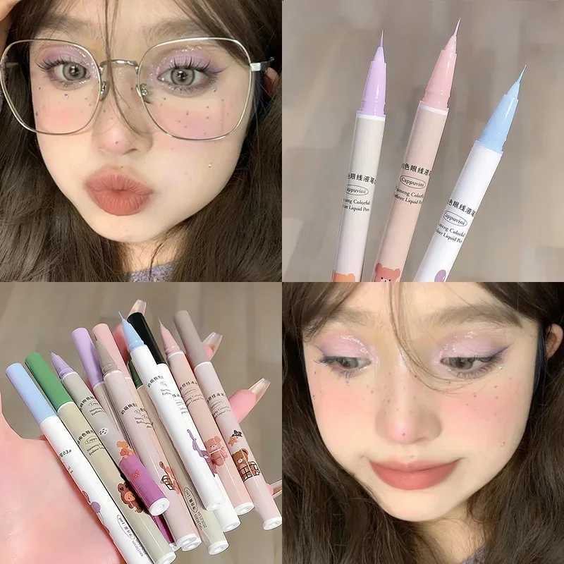 New Ultra-fine Liquid Eyeliner Purple Blue Eye Shadow Pencil Korean Makeup for Women Quick Dry Smooth Lying Silkworm Eyelash Pen Y240813