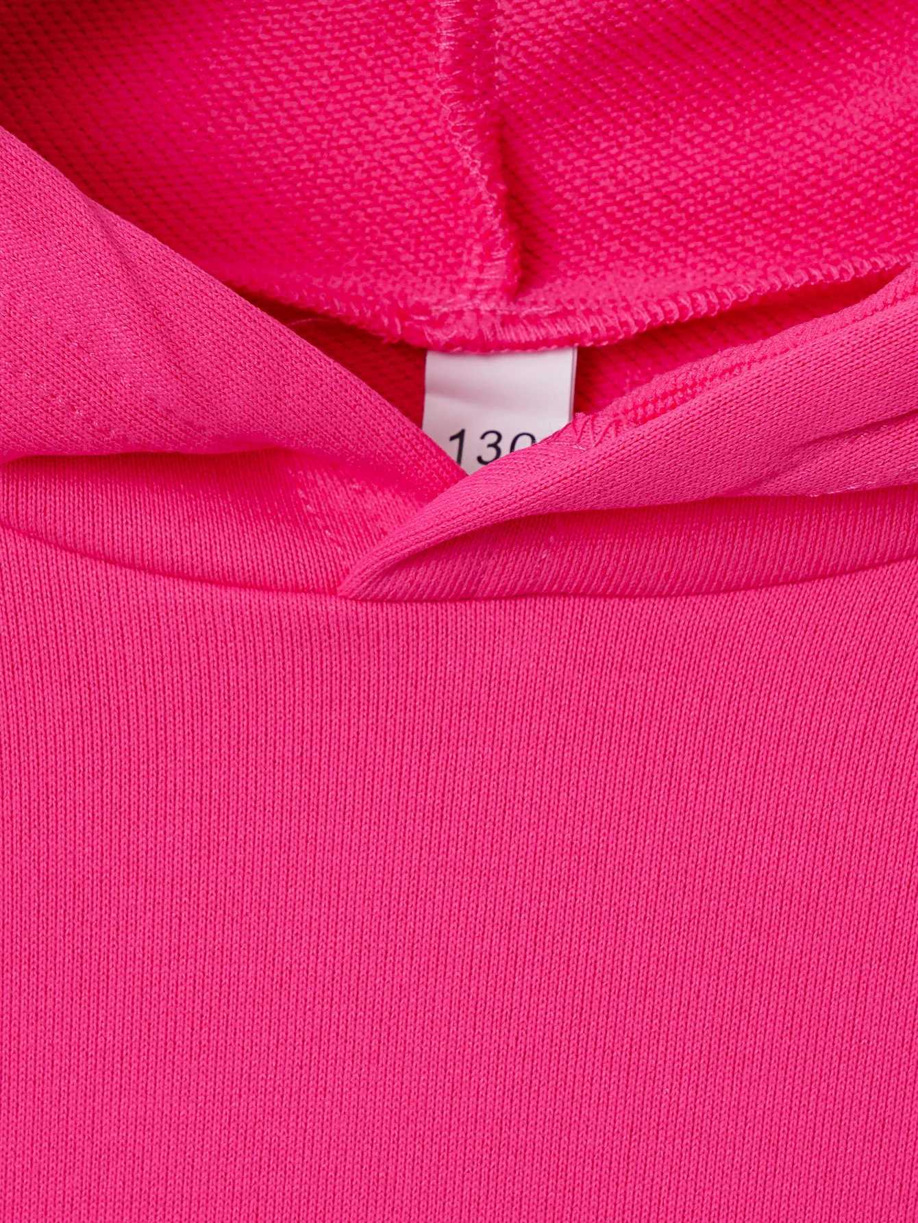 Autumn And Winter Girls Sweater Round Neck Hooded Long Sleeve Top Fashion And Simple Warm Pink Versatile KidsY240814