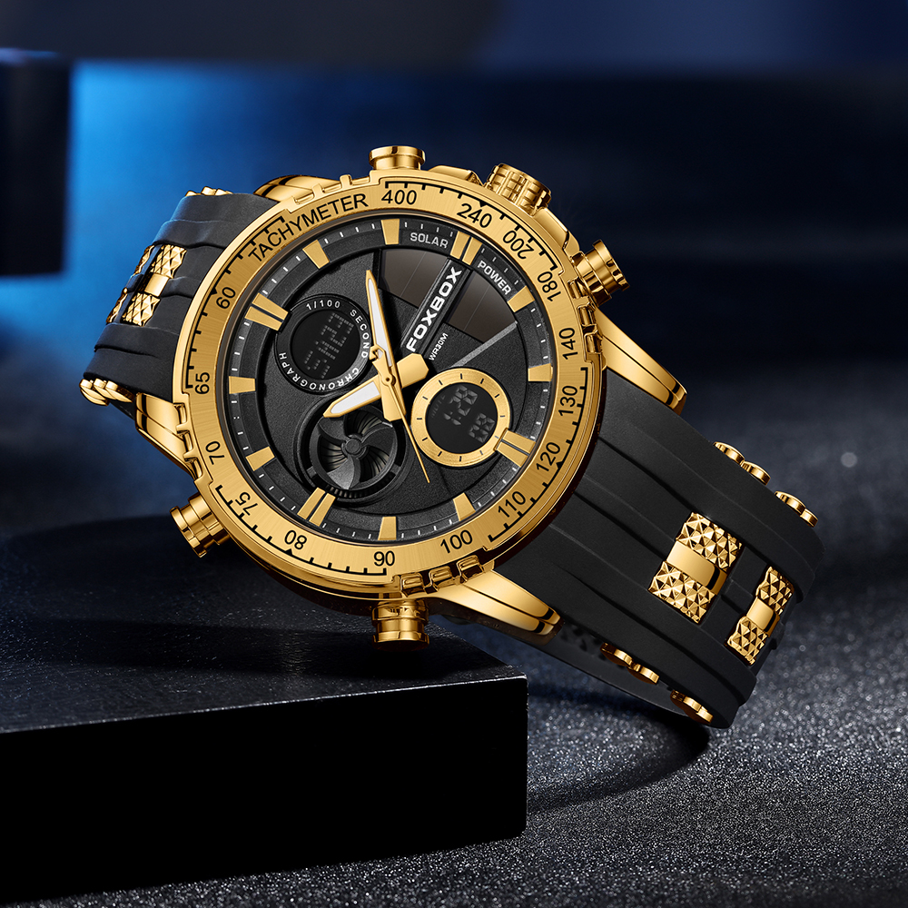 LIGE trendy sports student watch men's multifunctional waterproof night light alarm clock dual display electronic watch