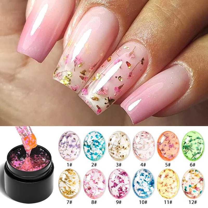 Mtssii 5ml Pink Dried Flower Gel Nail Polish Natural Flower Fairy Nail Art Gel Soak Off UV LED Painting Varnishes For NailsM240814