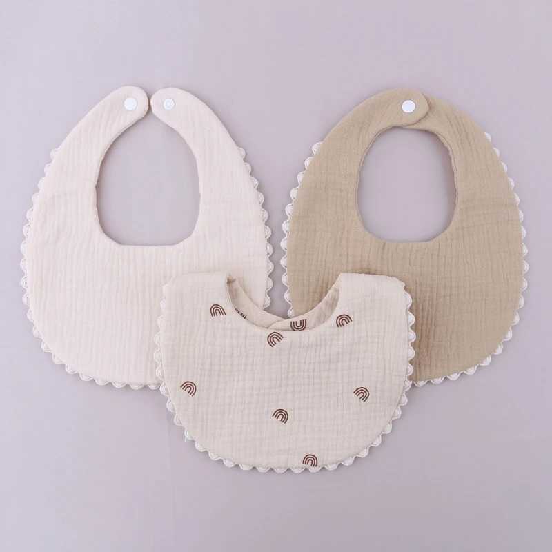 Bibs Burp Cloths Cotton Gause Baby Bibs Solid Color Absorbent Baby Tassel Bib Newborn Burp Cloths Bandana Scarf for Kids Baby Girls Feeding ItemL4812