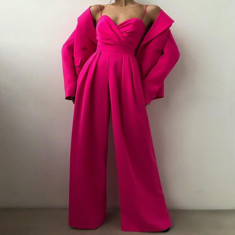 Chic Spaghetti Straps Wide Leg Pants Jumpsuits Elegant Fashion Women Ladies V-Neck High Waist Long Rompers Sleeveless Suit 240813