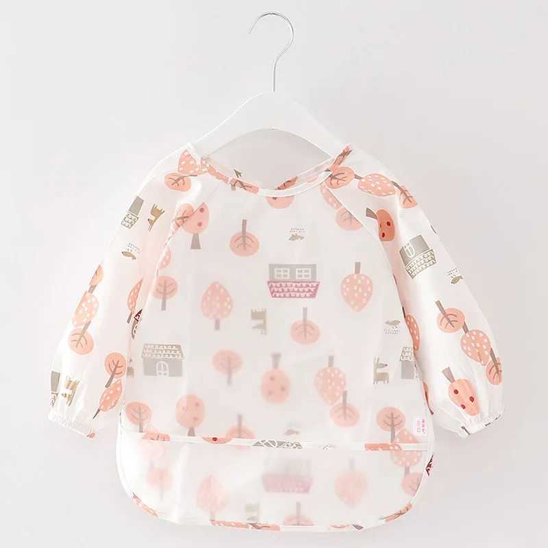 Bibs Burp Cloths Waterproof Baby Bandana Bibs Cartoon Bibs Infant Eating Children Drawing Long Sleeve Apron Baby Self Feeding Bibs Burp ClothsL4812