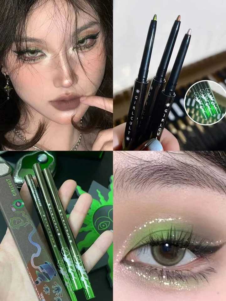 Girlcult Eyeliner Chameleon Smooth Film Forming Makeup Holding Fine Flicker Green Glue Pen Flowing Firefly Causing Grass Y240813