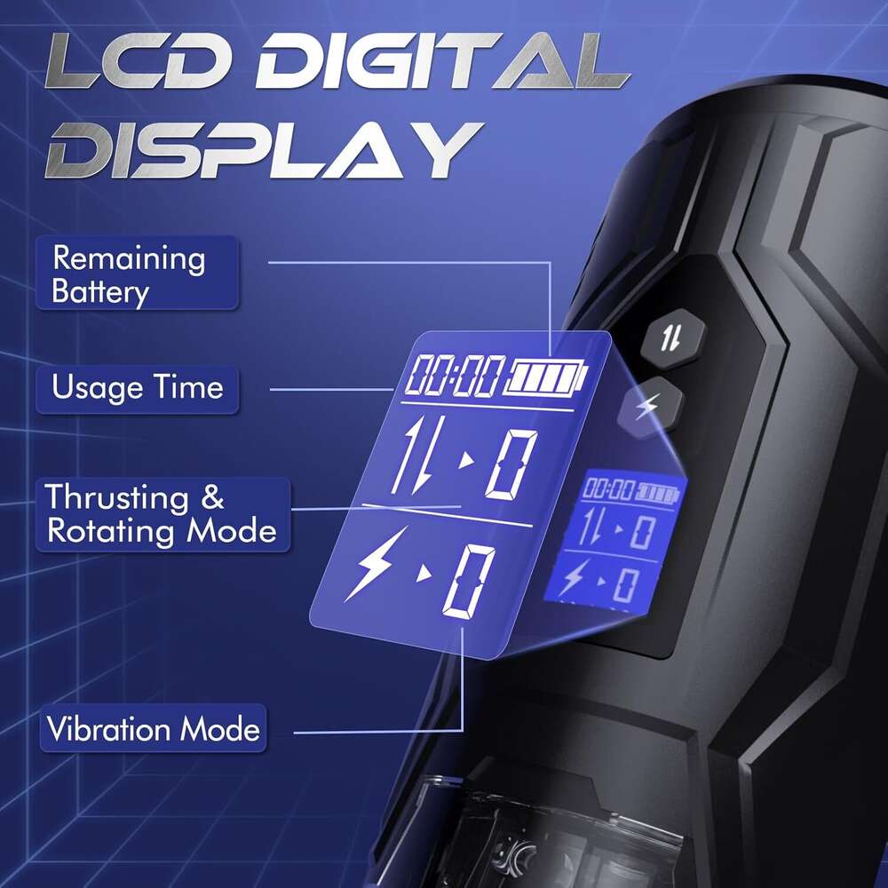 Male sexual toy - Adult male sexual toy with 7 thrust, rotation, and vibration modes, equipped with LCD display screen, visual window, and IPX7 waterp