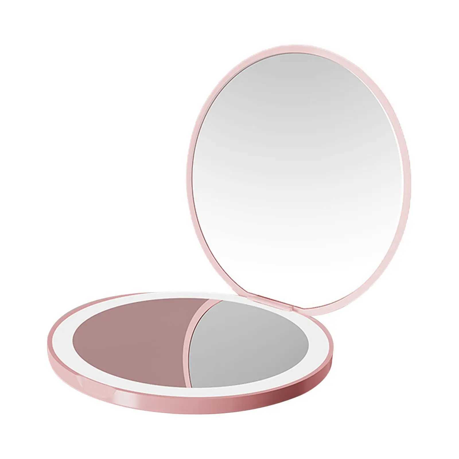 Travel Makeup Mirror Folding Handheld USB Charging Mini Makeup Mirror Sunlight Compact Mirror for Handbag Pocket Wallet Gifts W240813
