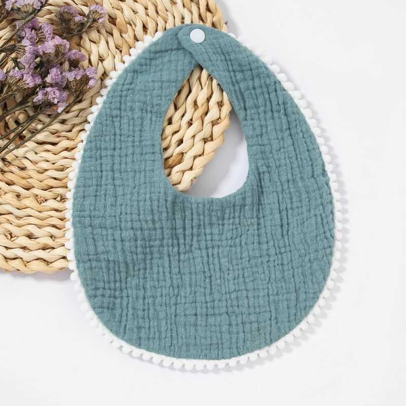 Bibs Burp Cloths Cotton Gauze Ruffle Baby Bibs Solid Color Newborn Feeding Saliva Towel Bandana Boy Girls Snap Button Burp Cloth Baby Drool BibL4812