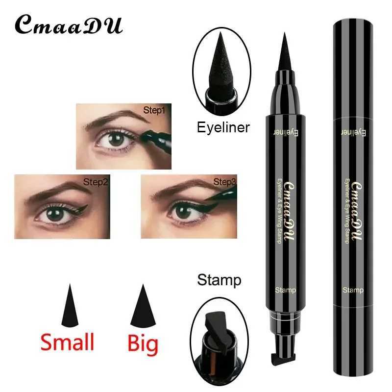 1pcs Big Double-headed seal eyeliner Waterproof and quick-drying black liquid eyeliner small lash glue pen Eye makeup cosmetic Y240813